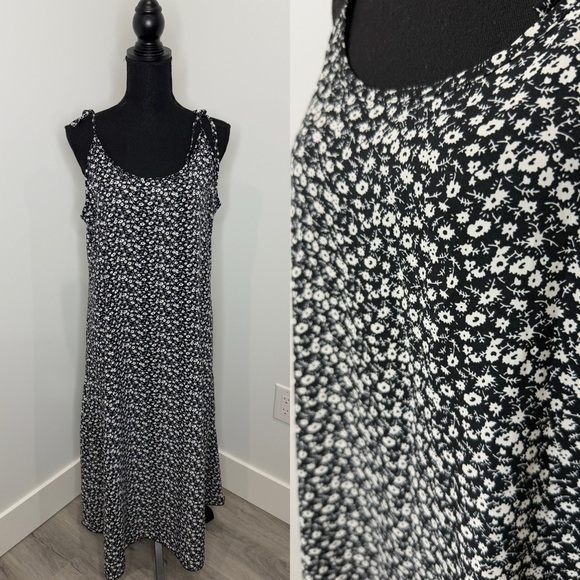 Dazy Floral Flowy Black White Women’s Maxi Dress (XL) - Picture 1 of 9